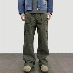 Vintage Wash Loose Fit Straight Leg Pants for Men