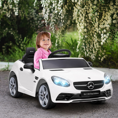 Benz 12V Kids Electric Ride On Car W/ Remote Control Music White