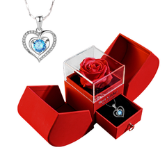 White Gold Necklace with Real Rose - Simple Design (One Piece)