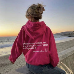 "Women's Plush Hoodie with Kangaroo Pocket and Print"