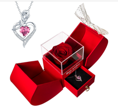 White Gold Necklace with Real Rose - Simple Design (One Piece)