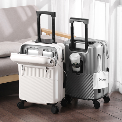 20-Inch Multifunctional Travel Suitcase with Cup Holder