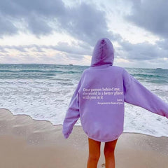 "Women's Plush Hoodie with Kangaroo Pocket and Print"