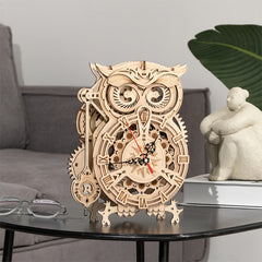 DIY Wooden Mechanical Owl Clock Model for Home Decor