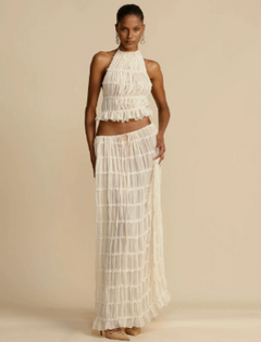 Two-Piece Set Chiffon Pleated Long Dress with Halter