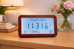 Backlit Easy to Read Full Disclosure Clock Wood