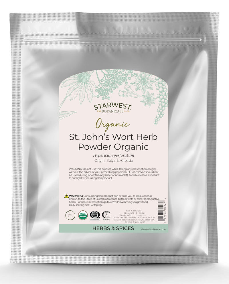 Starwest Botanicals Organic St. Johns Wort Herb Powder 1 Pound