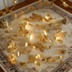 String LED Lights- Gold Leaf Design