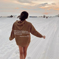 "Women's Plush Hoodie with Kangaroo Pocket and Print"